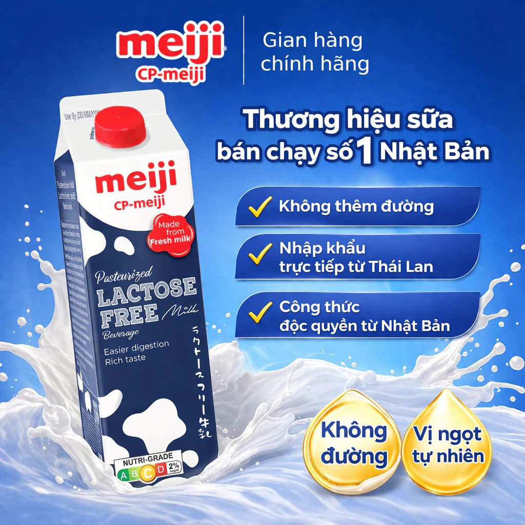 Sữa Tươi Thanh Trùng Meiji Nhật không đường